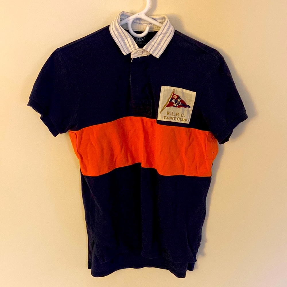 Polo by Ralph Lauren Men’s Short Sleeve Polo Navy Orange S Great Condition
